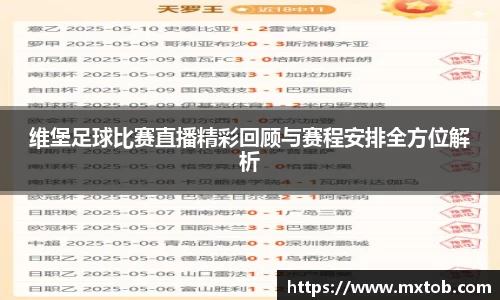 维堡足球比赛直播精彩回顾与赛程安排全方位解析