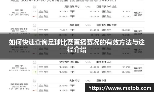 如何快速查询足球比赛直播赛况的有效方法与途径介绍